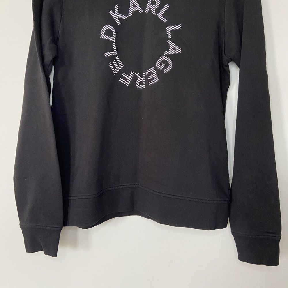 Karl Lagerfeld Paris Black Circle Logo Sweatshirt Jumper UK Size Medium Cotton - Picture 9 of 12